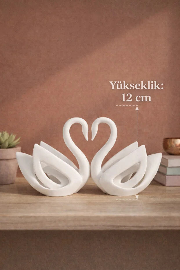 Dekoratif İkili Kuğu Seti – PLA Çevre Dostu Minimal Modern Biblo